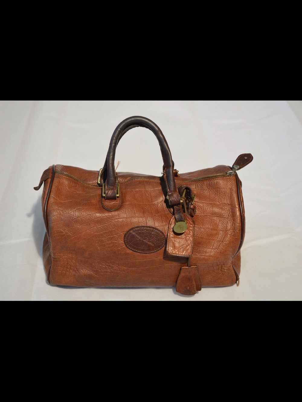 Mulberry Tan Brown Leather Satchel with Dark Brown Handles